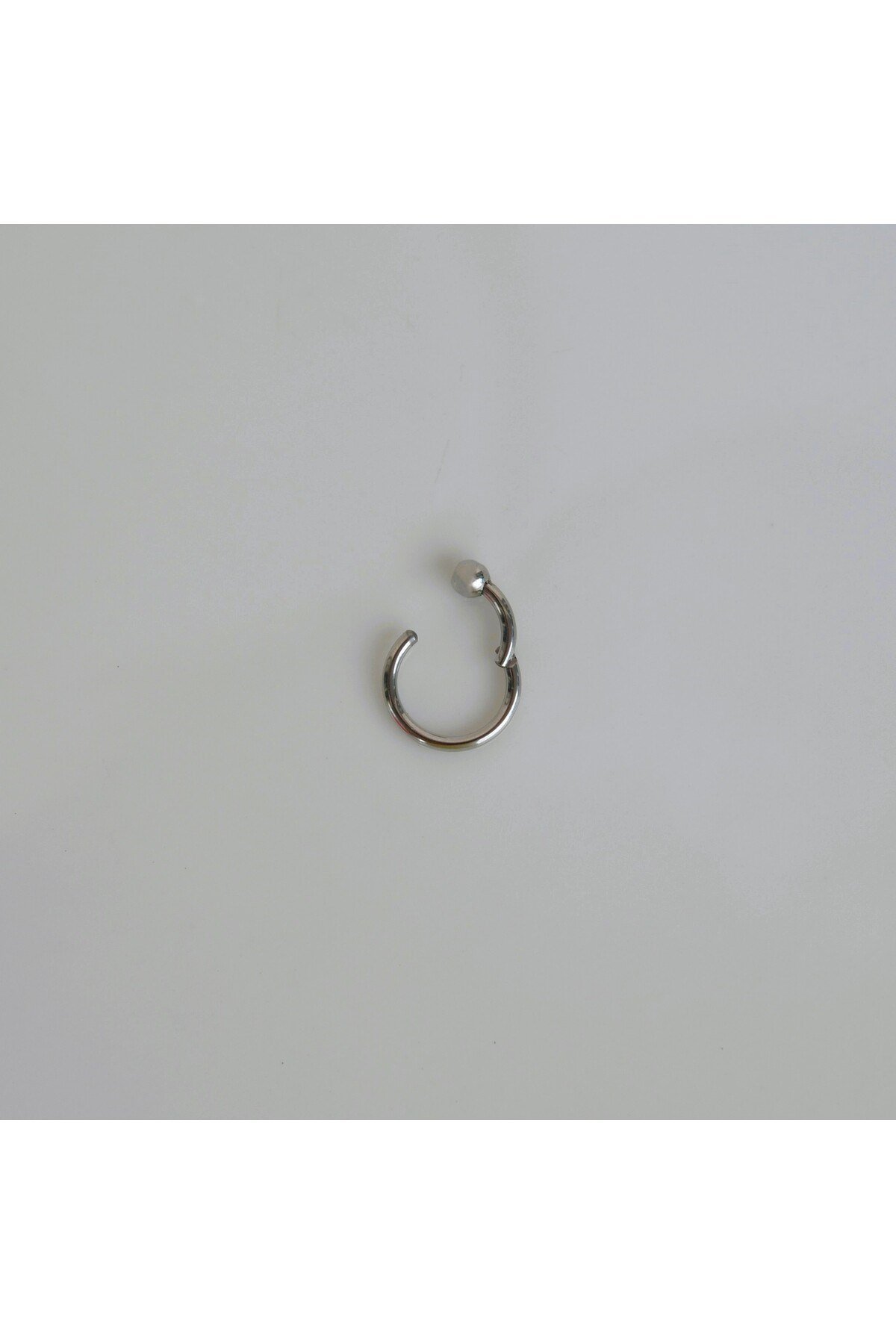 316 L Çelik Küçük Topçuklu Düz Halka Göbek Piercingi 8 mm Silver Renk