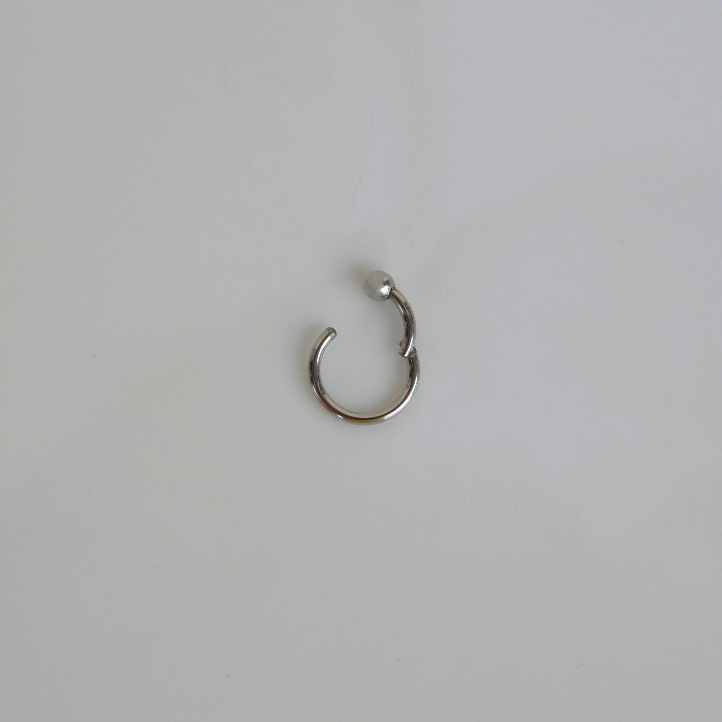 316 L Çelik Küçük Topçuklu Düz Halka Göbek Piercingi 8 mm Silver Renk