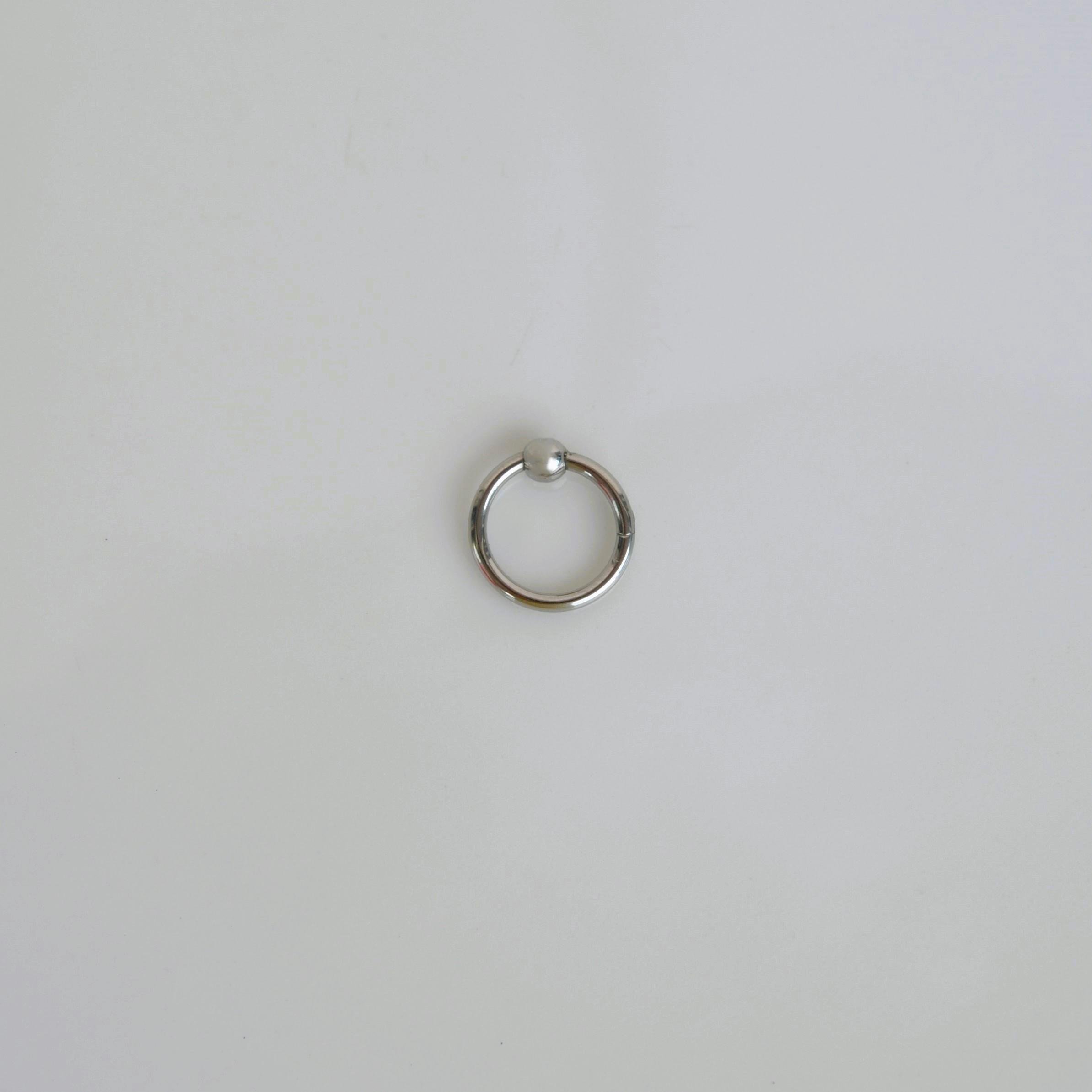 316 L Çelik Küçük Topçuklu Düz Halka Göbek Piercingi 8 mm Silver Renk