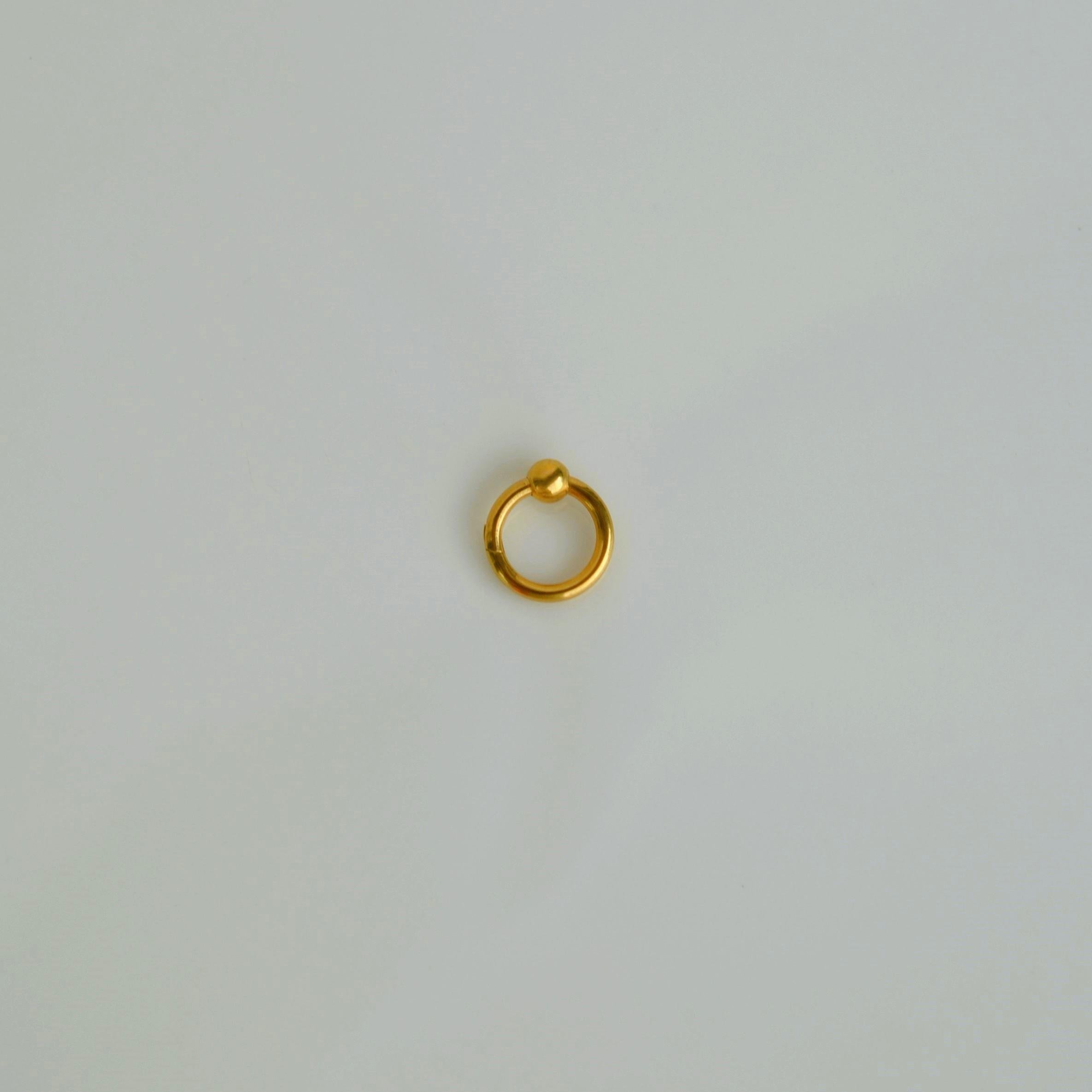 316 L Çelik Küçük Topçuklu Düz Halka Göbek Piercingi 6 mm Gold Renk