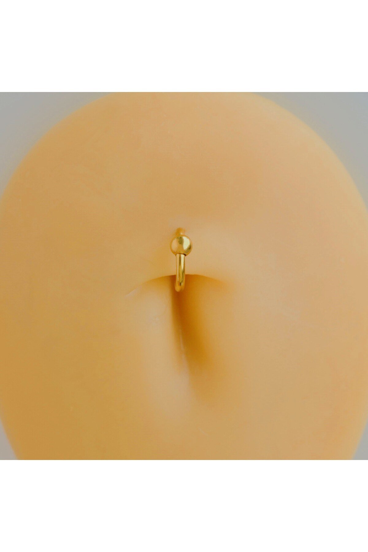 316 L Çelik Küçük Topçuklu Düz Halka Göbek Piercingi 6 mm Gold Renk