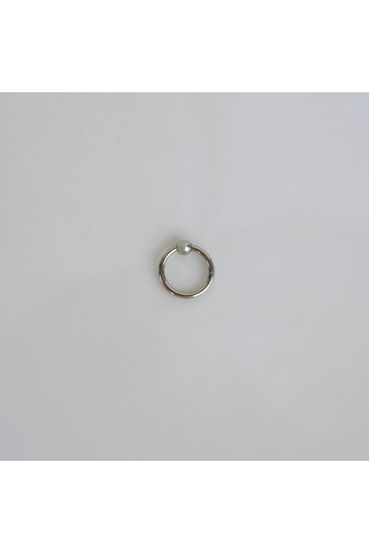 316 L Çelik Küçük Topçuklu Düz Halka Göbek Piercingi 8 mm Silver Renk