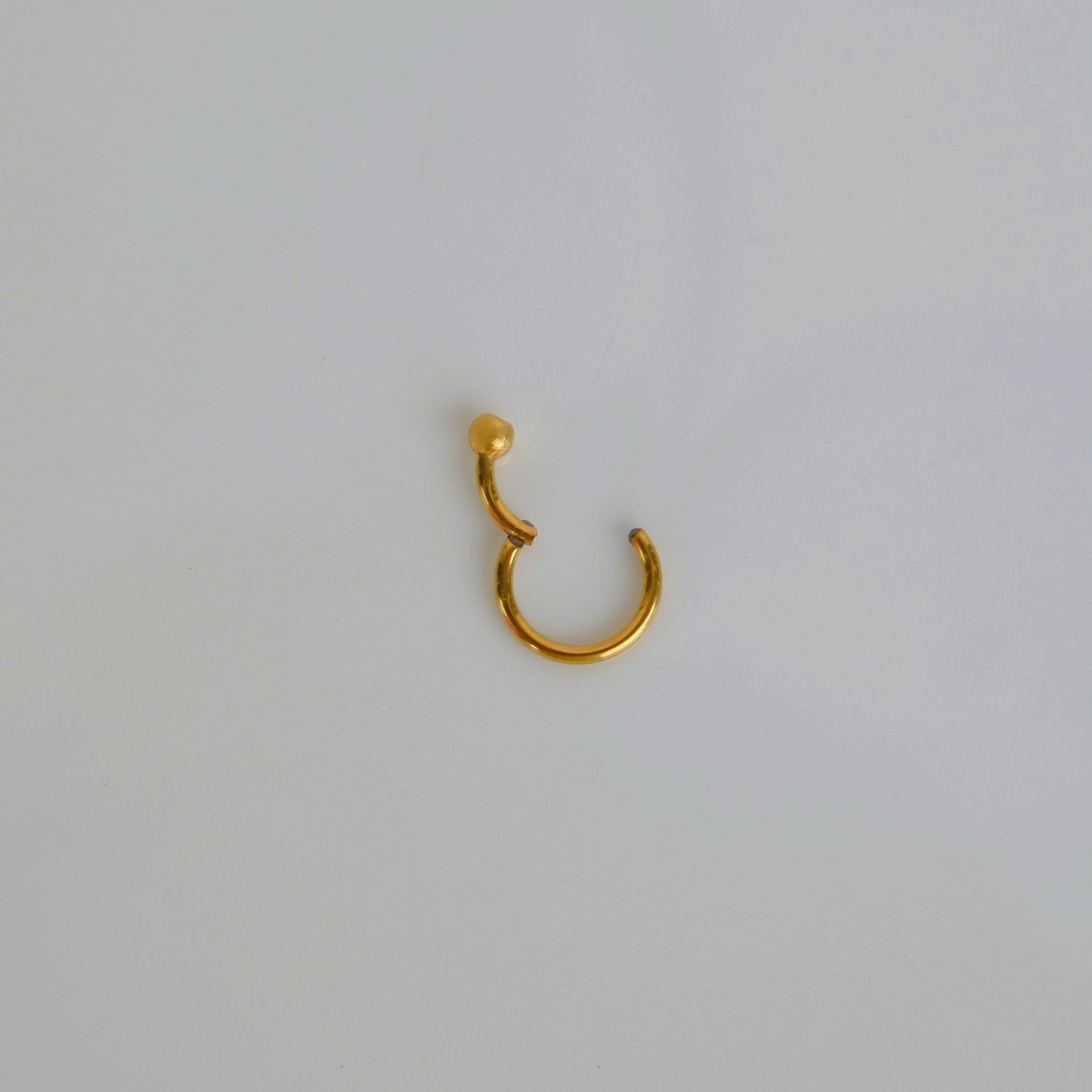 316 L Çelik Küçük Topçuklu Düz Halka Göbek Piercingi 8 mm Gold Renk
