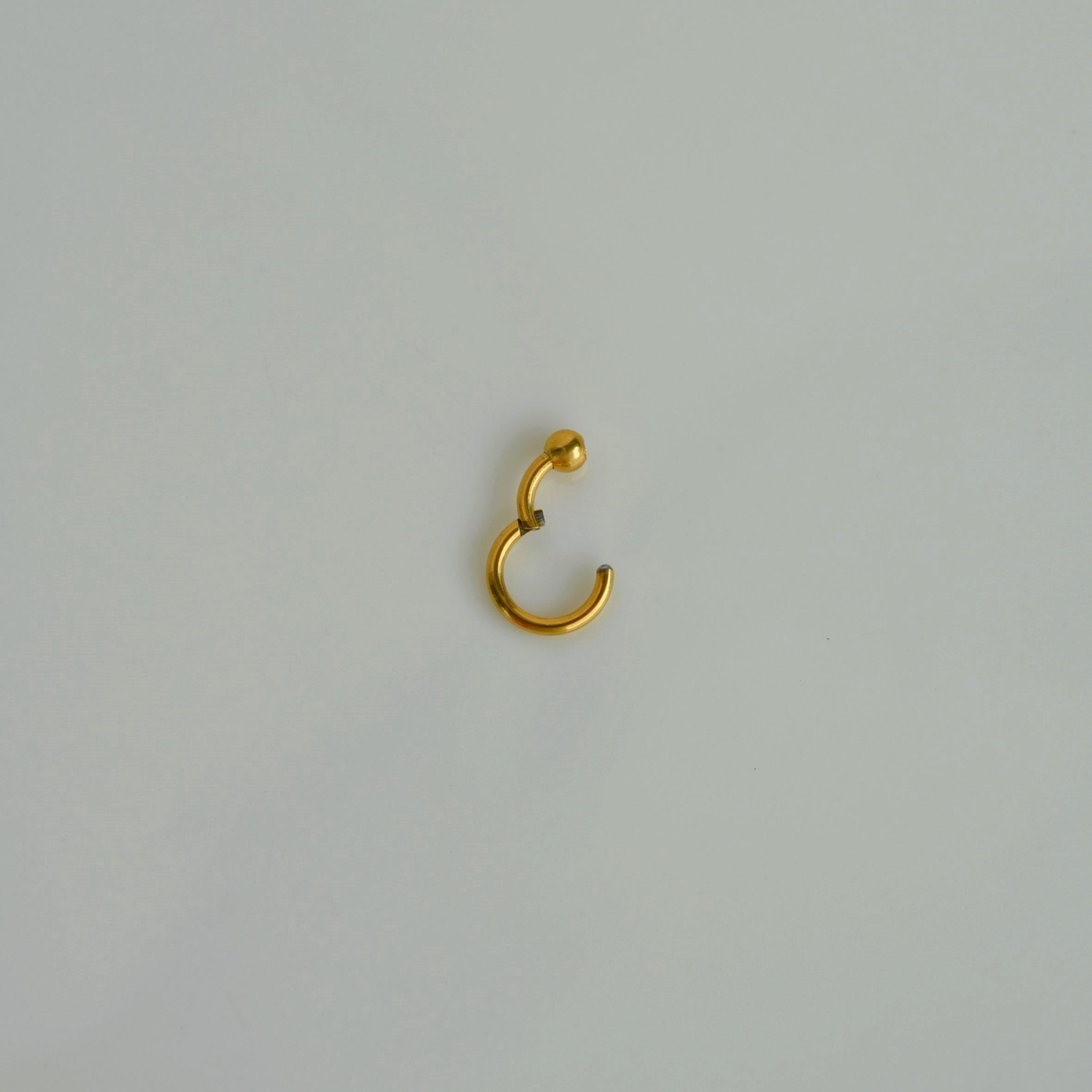 316 L Çelik Küçük Topçuklu Düz Halka Göbek Piercingi 6 mm Gold Renk