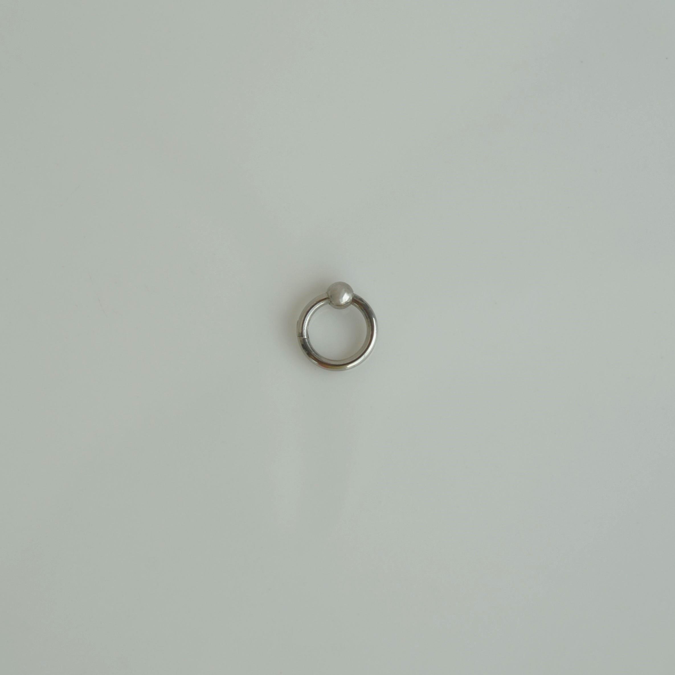 316 L Çelik Küçük Topçuklu Düz Halka Göbek Piercingi 6 mm Silver Renk
