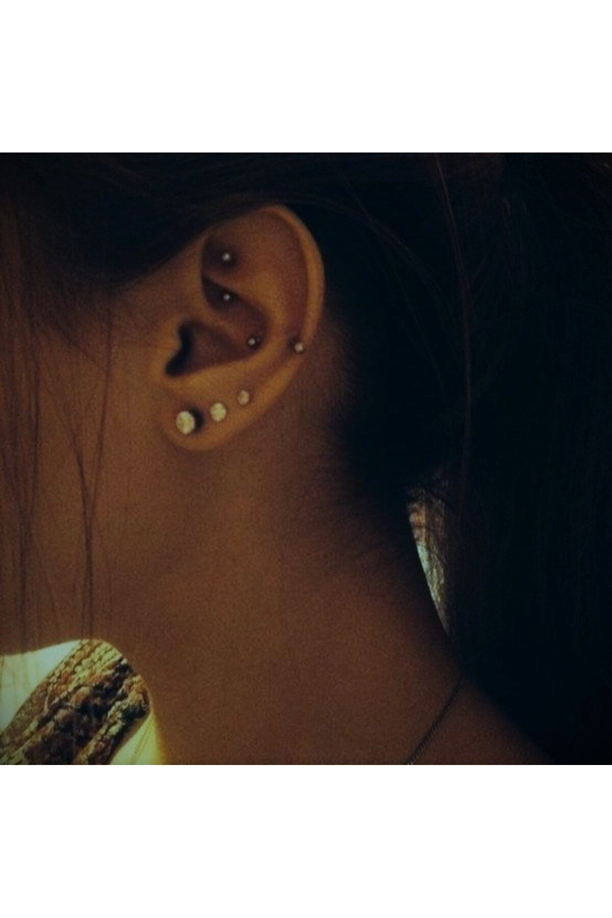 6 mm Cerrahi Çelik Siyah Renkli İki Ucu Top Piercing Tragus Helix Conch Lob Daith