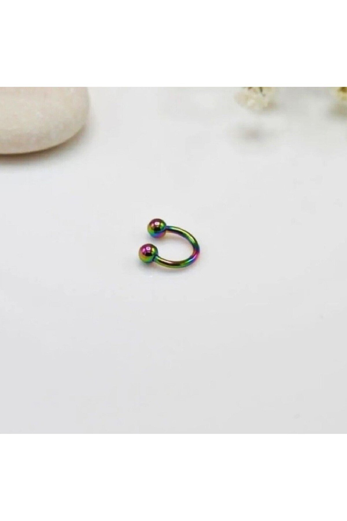 6 mm Düz Çelik Tragus Helix Piercing Hologram Renk Ucu Toplu