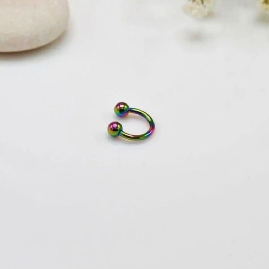6 mm Düz Çelik Tragus Helix Piercing Hologram Renk Ucu Toplu