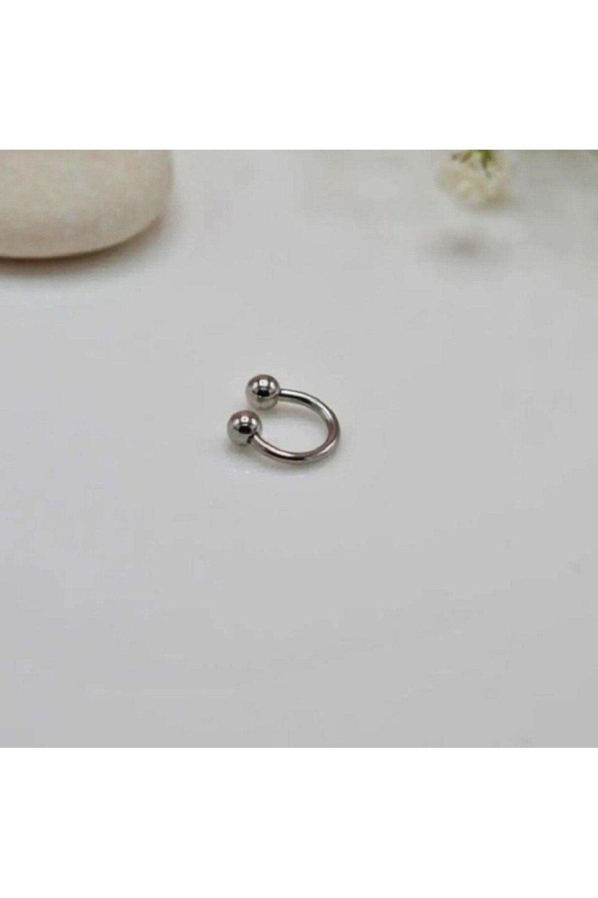 6 mm Düz Çelik Tragus Helix Piercing Silver Renk Ucu Toplu