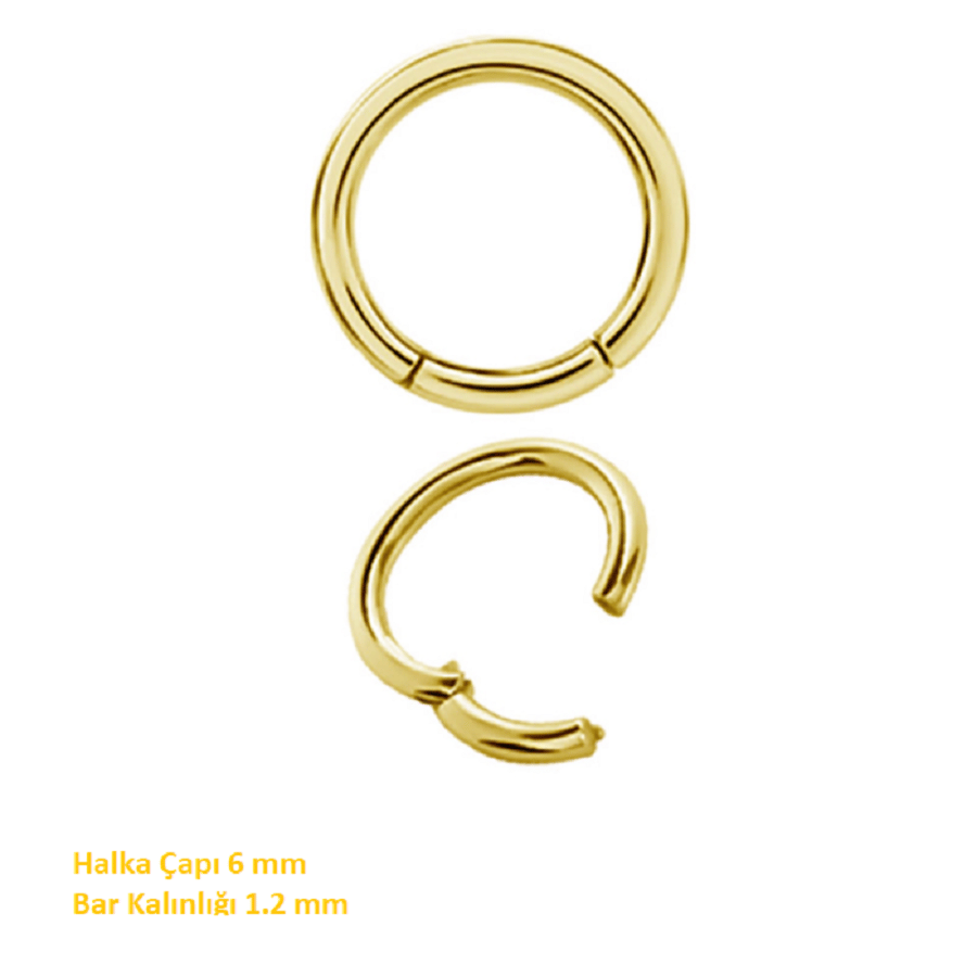 6 mm Gold Cerrahi Çelik Düz Halka Tragus Piercing Helix Kıkırdak Rook Daith