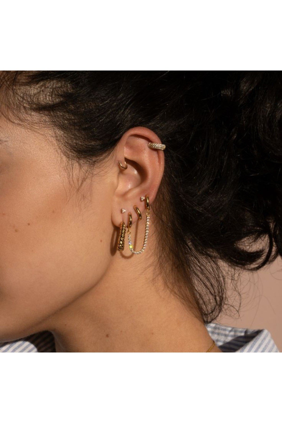 6 mm Gold Cerrahi Çelik Düz Halka Tragus Piercing Helix Kıkırdak Rook Daith
