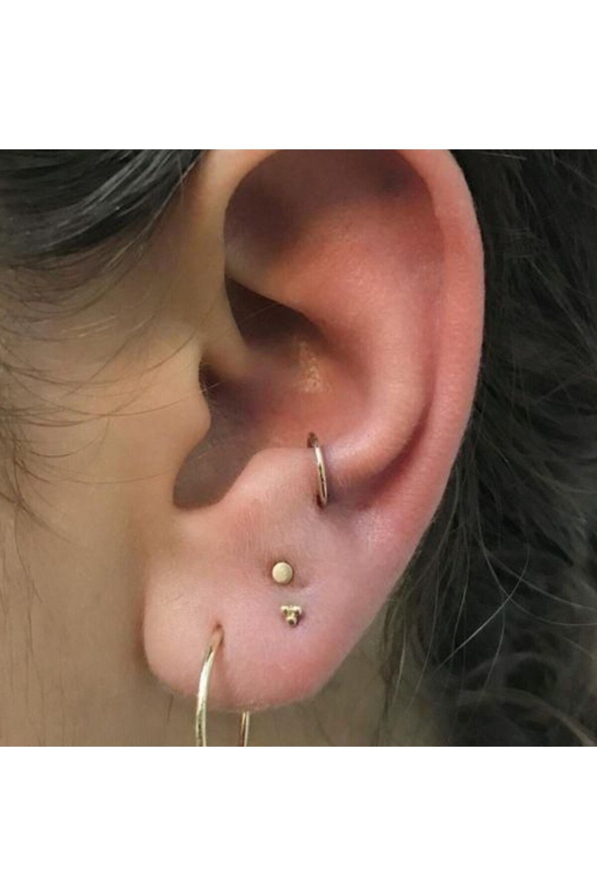 6 mm Gold Cerrahi Çelik Düz Halka Tragus Piercing Helix Kıkırdak Rook Daith