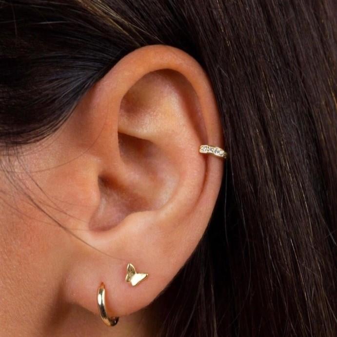 6 mm Gold Taşlı Halka Piercing Tragus Forward Helix Kıkırdak