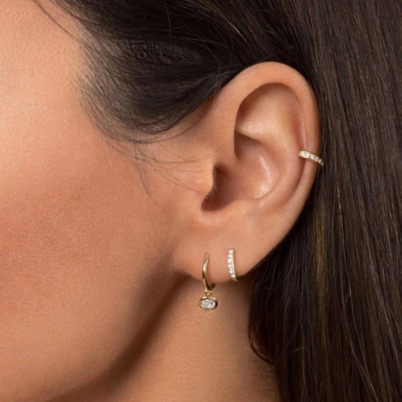 6 mm Gold Taşlı Halka Piercing Tragus Forward Helix Kıkırdak