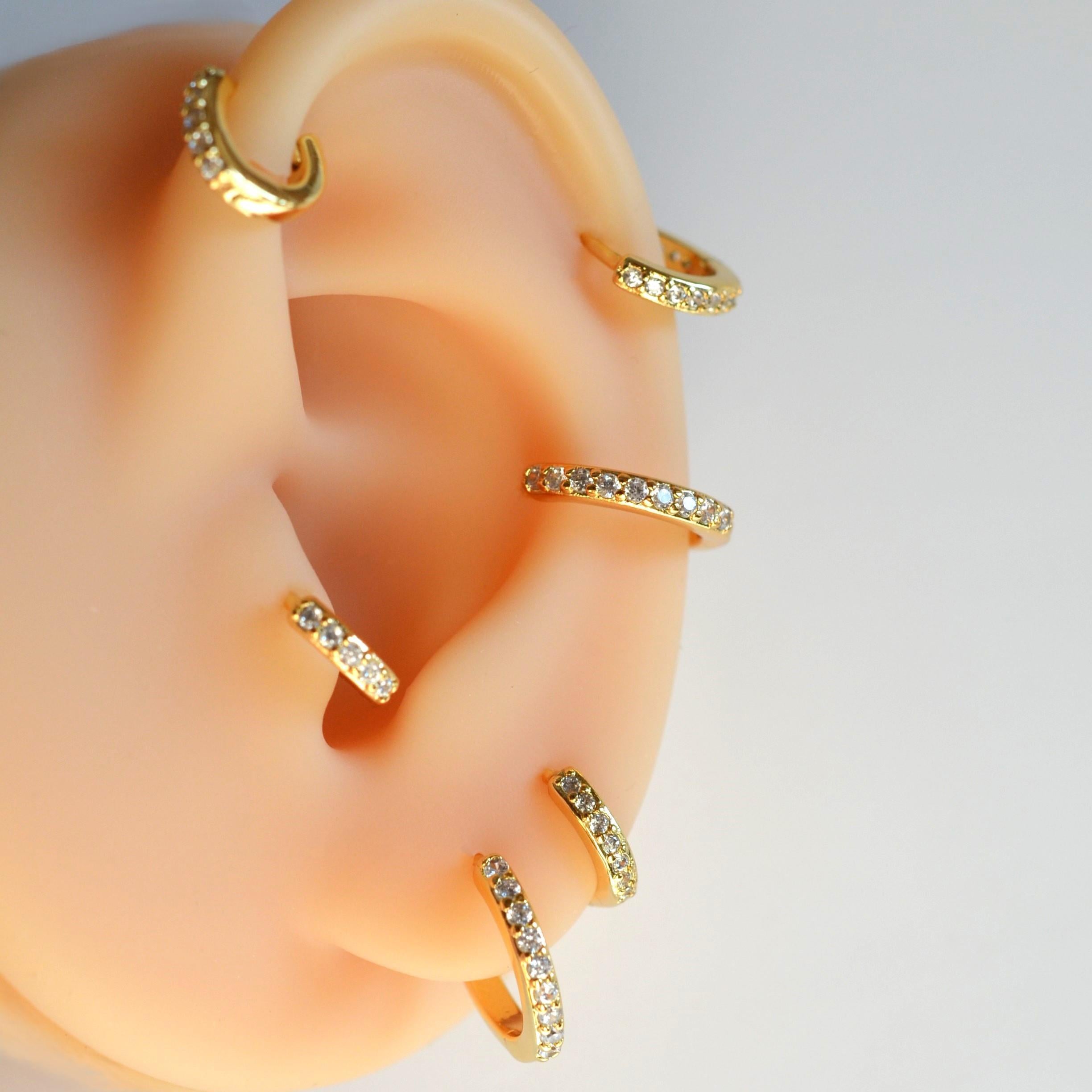 6 mm Gold Taşlı Halka Piercing Tragus Forward Helix Kıkırdak
