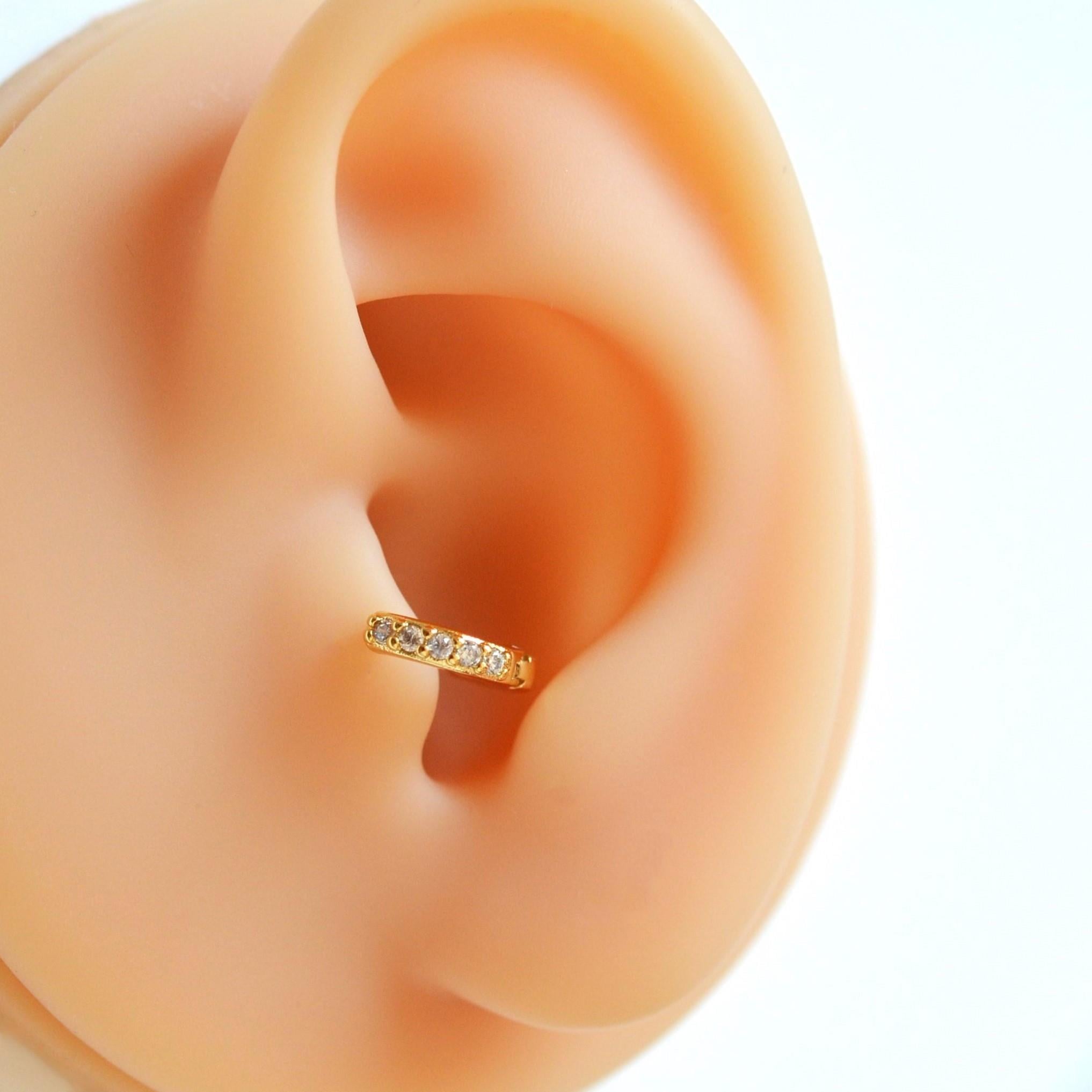 6 mm Gold Taşlı Halka Piercing Tragus Forward Helix Kıkırdak