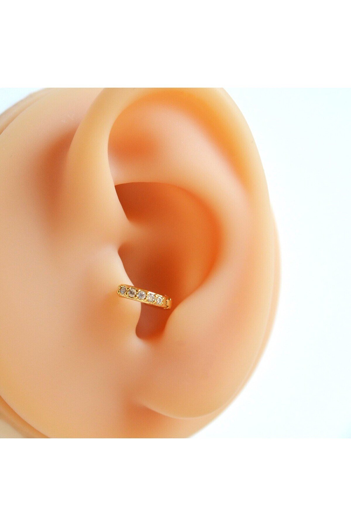 6 mm Gold Taşlı Halka Piercing Tragus Forward Helix Kıkırdak