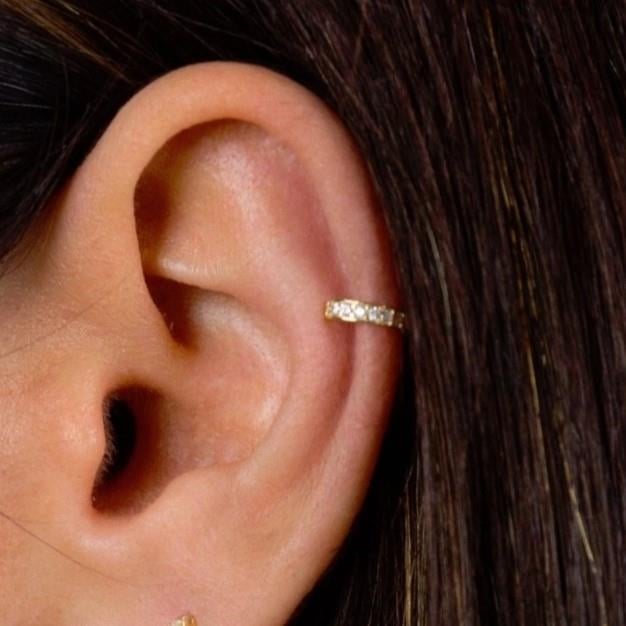 6 mm Gold Taşlı Halka Piercing Tragus Forward Helix Kıkırdak