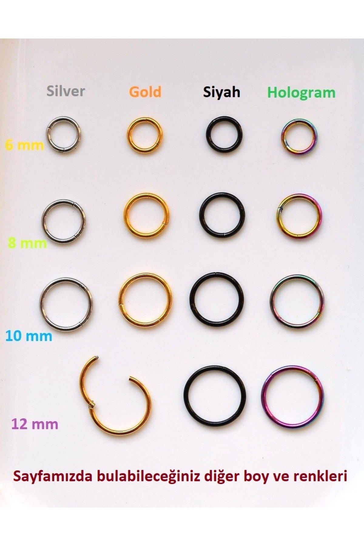6 mm Silver Cerrahi Çelik Düz Halka Tragus Piercing Helix Kıkırdak Rook Daith