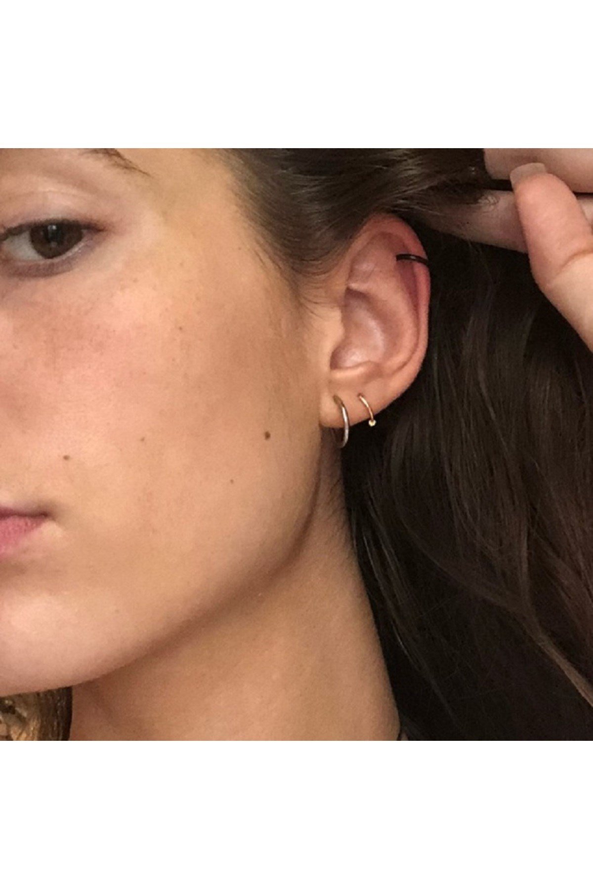6 mm Siyah Cerrahi Çelik Düz Halka Tragus Piercing Helix Kıkırdak Rook Daith