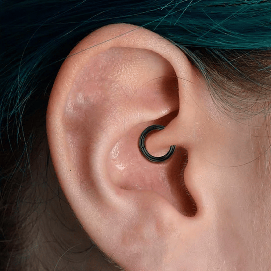 6 mm Siyah Cerrahi Çelik Düz Halka Tragus Piercing Helix Kıkırdak Rook Daith