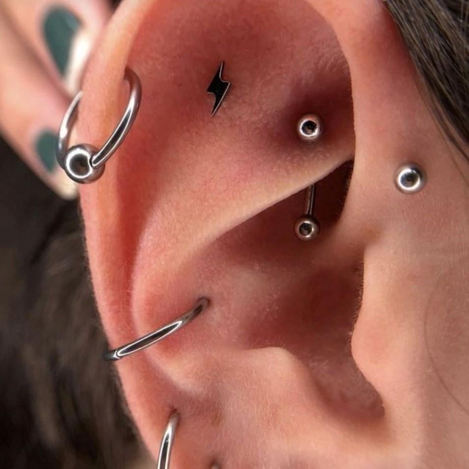 8 mm Cerrahi Çelik Gümüş Renkli İki Ucu Top Piercing Tragus Helix Conch Lob Daith