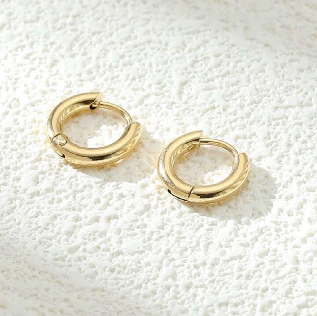8 mm Cerrahi Çelik Halka Küpe Gold Renkli