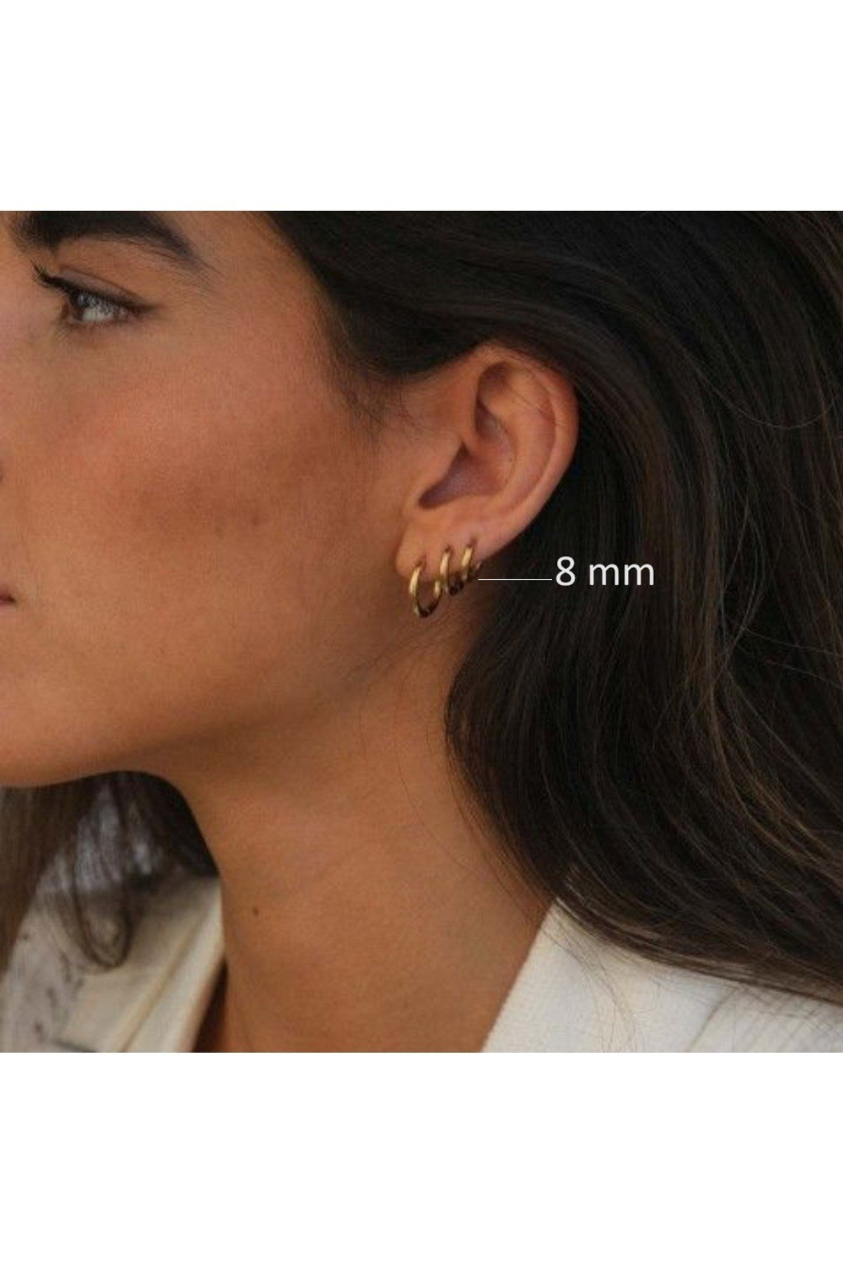 8 mm Cerrahi Çelik Halka Küpe Gold Renkli