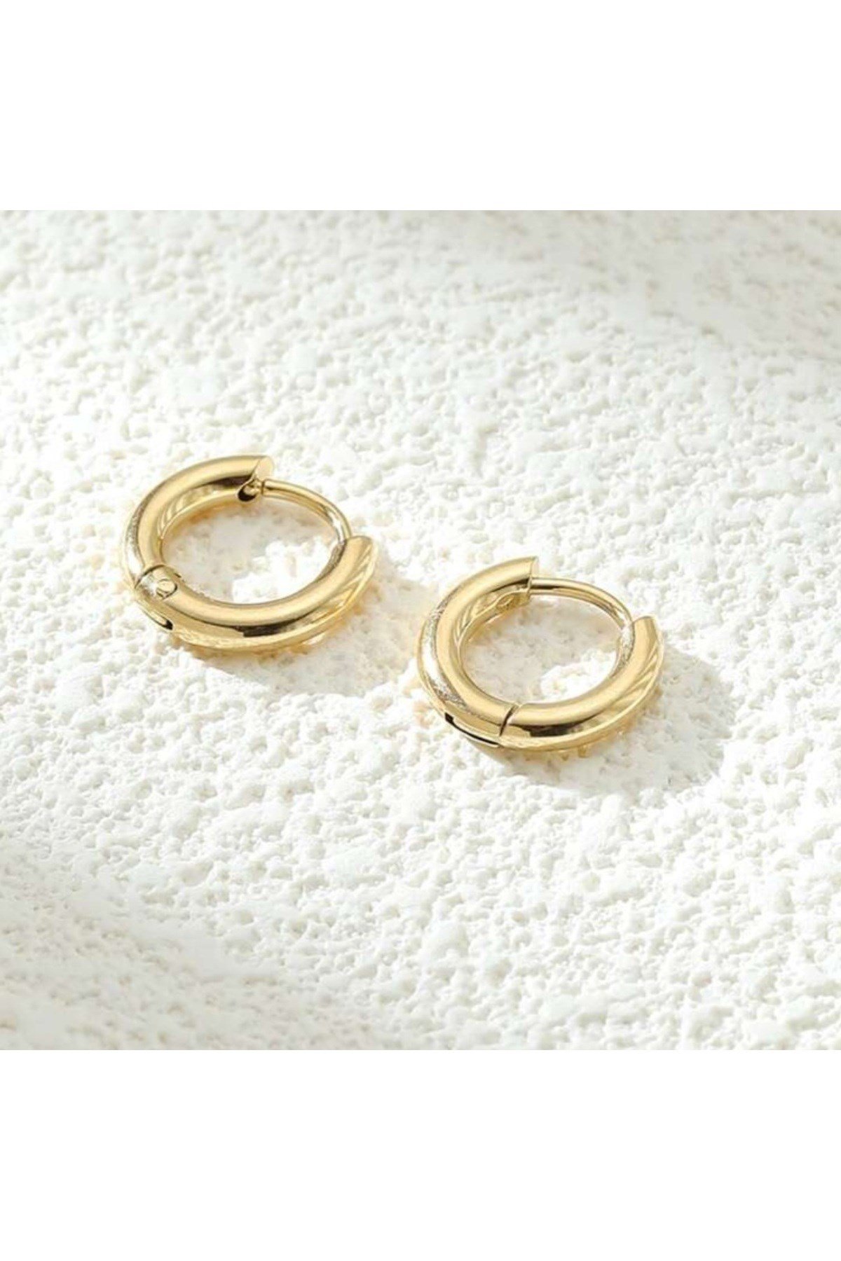 8 mm Cerrahi Çelik Halka Küpe Gold Renkli