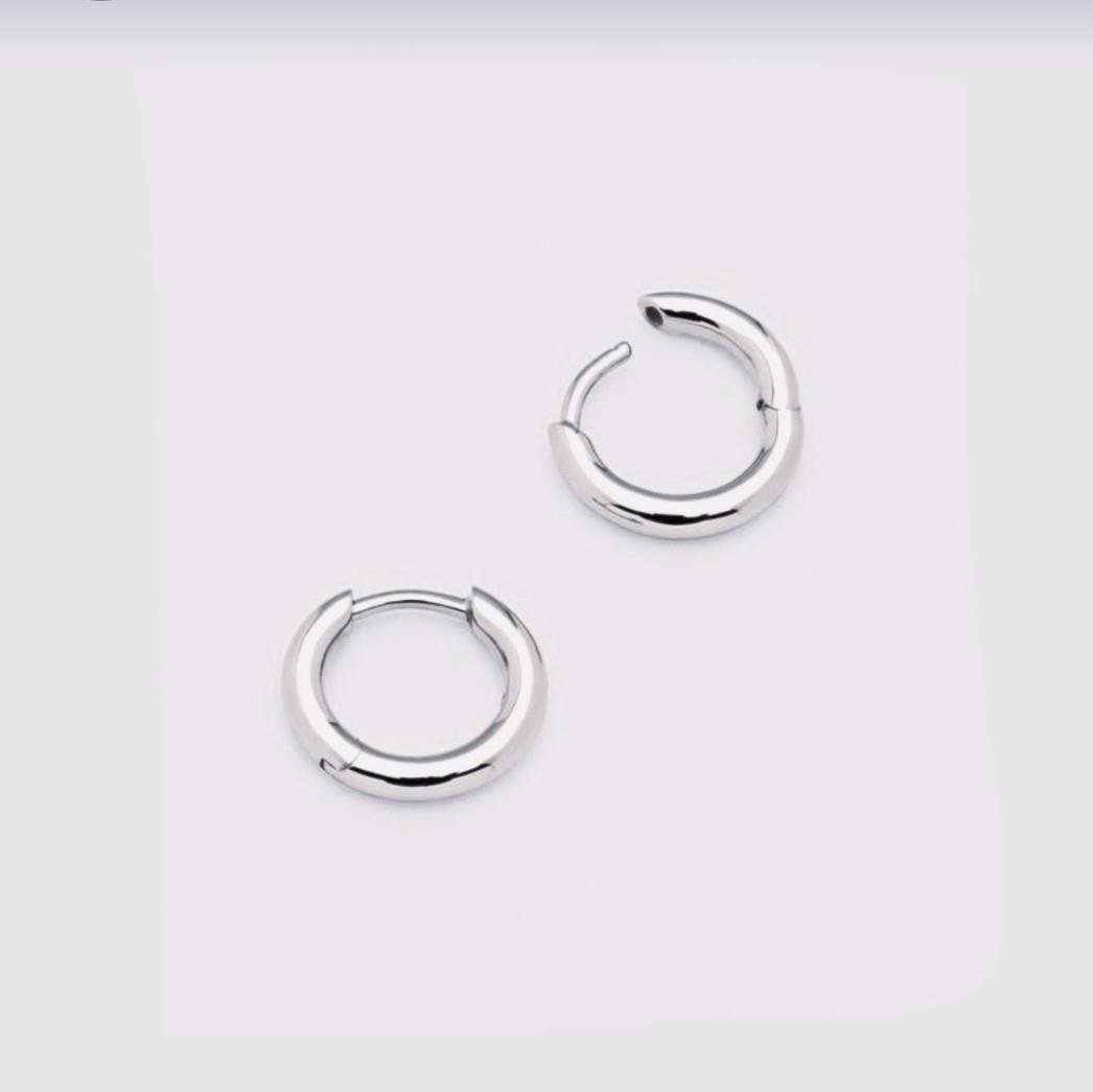 8 mm Cerrahi Çelik Halka Küpe Gümüş Renkli