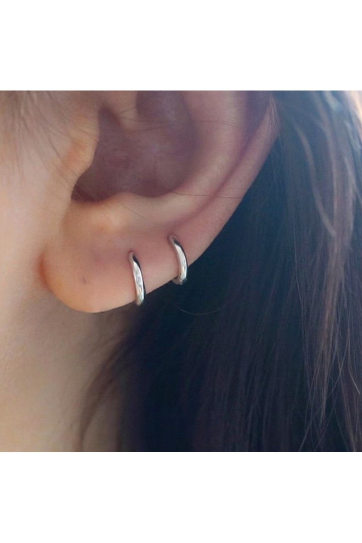 8 mm Cerrahi Çelik Halka Küpe Gümüş Renkli