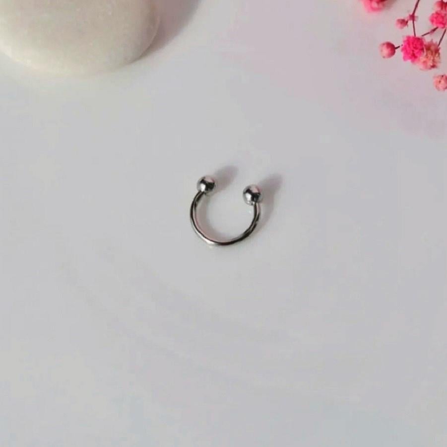 8 mm Düz Çelik Tragus Helix Piercing Rook Daith  Silver Renk Ucu Toplu