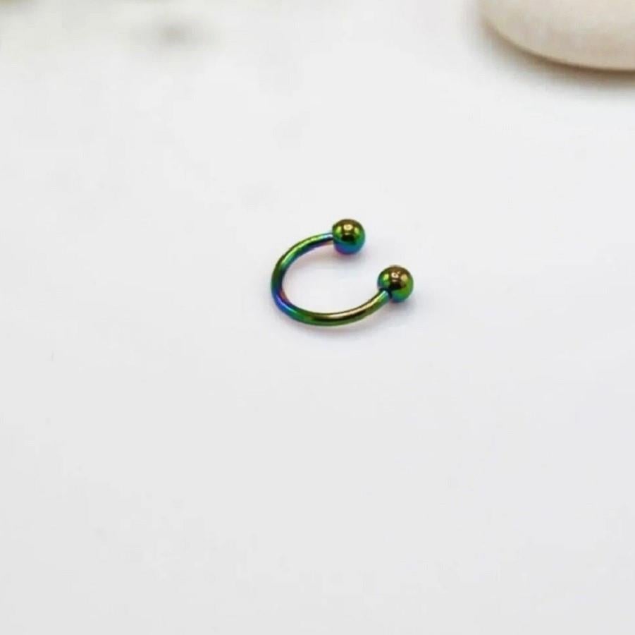 8 mm Düz Çelik Tragus Helix Piercing Rook Daith  Silver Renk Ucu Toplu