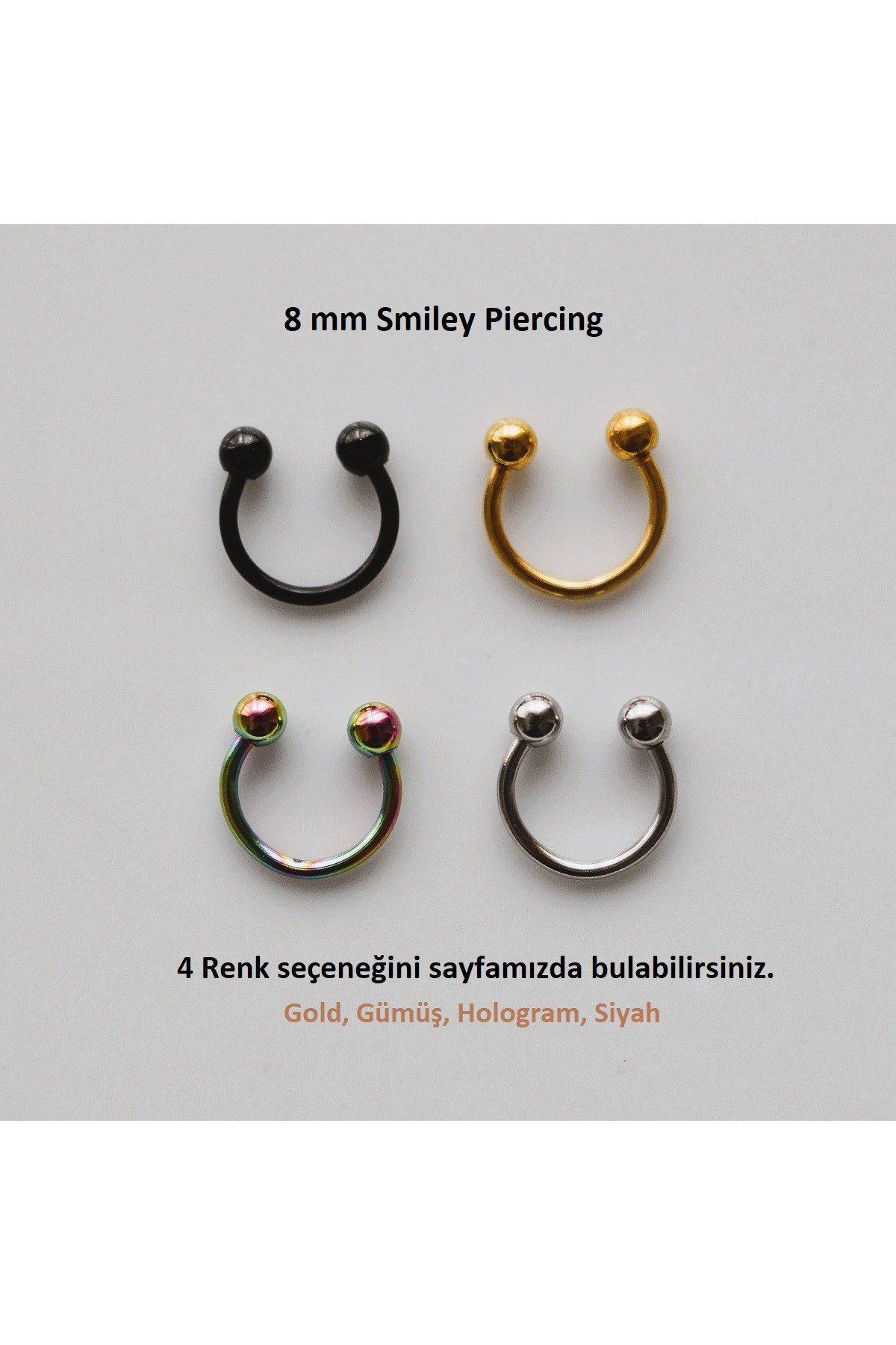 8 mm Düz Çelik Tragus Helix Piercing Rook Daith Gold Renk Ucu Toplu
