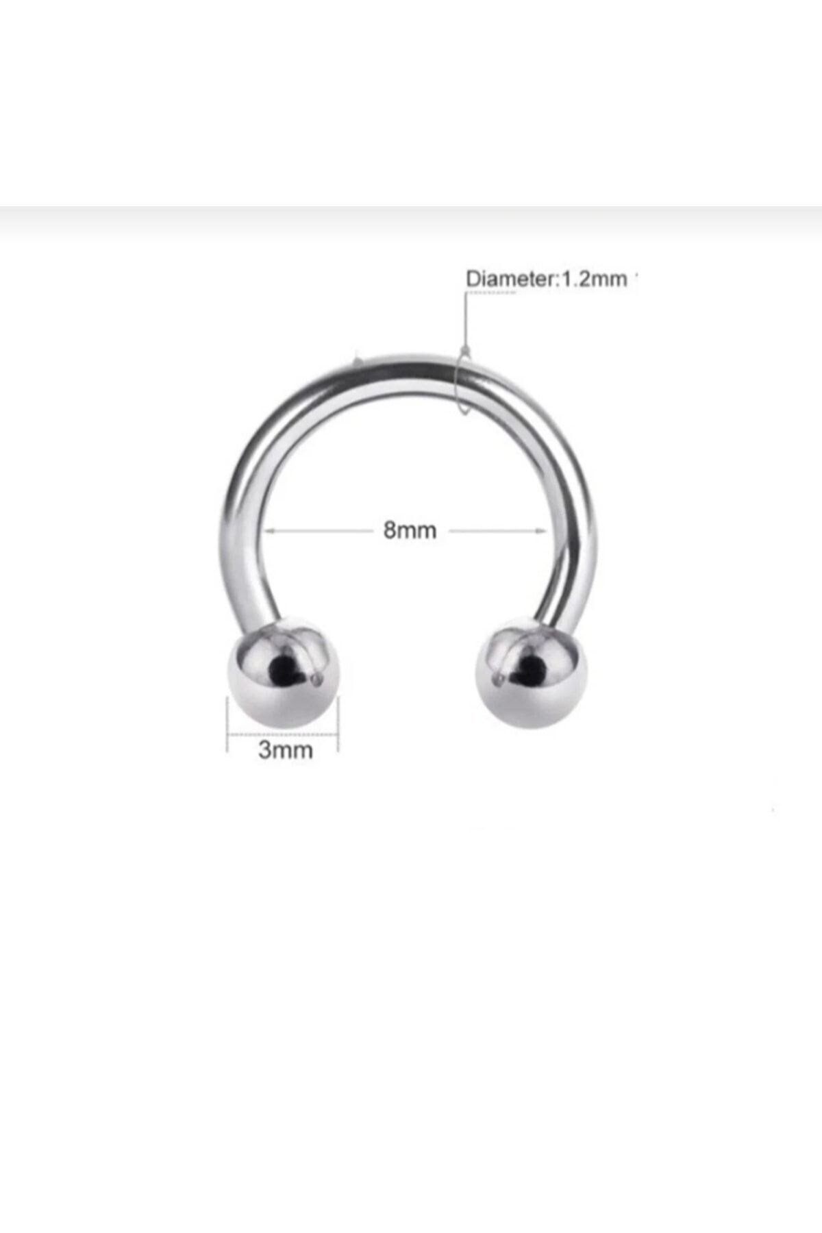 8 Mm Düz Çelik Tragus Helix Piercing Rook Daith Silver Renk Ucu Toplu