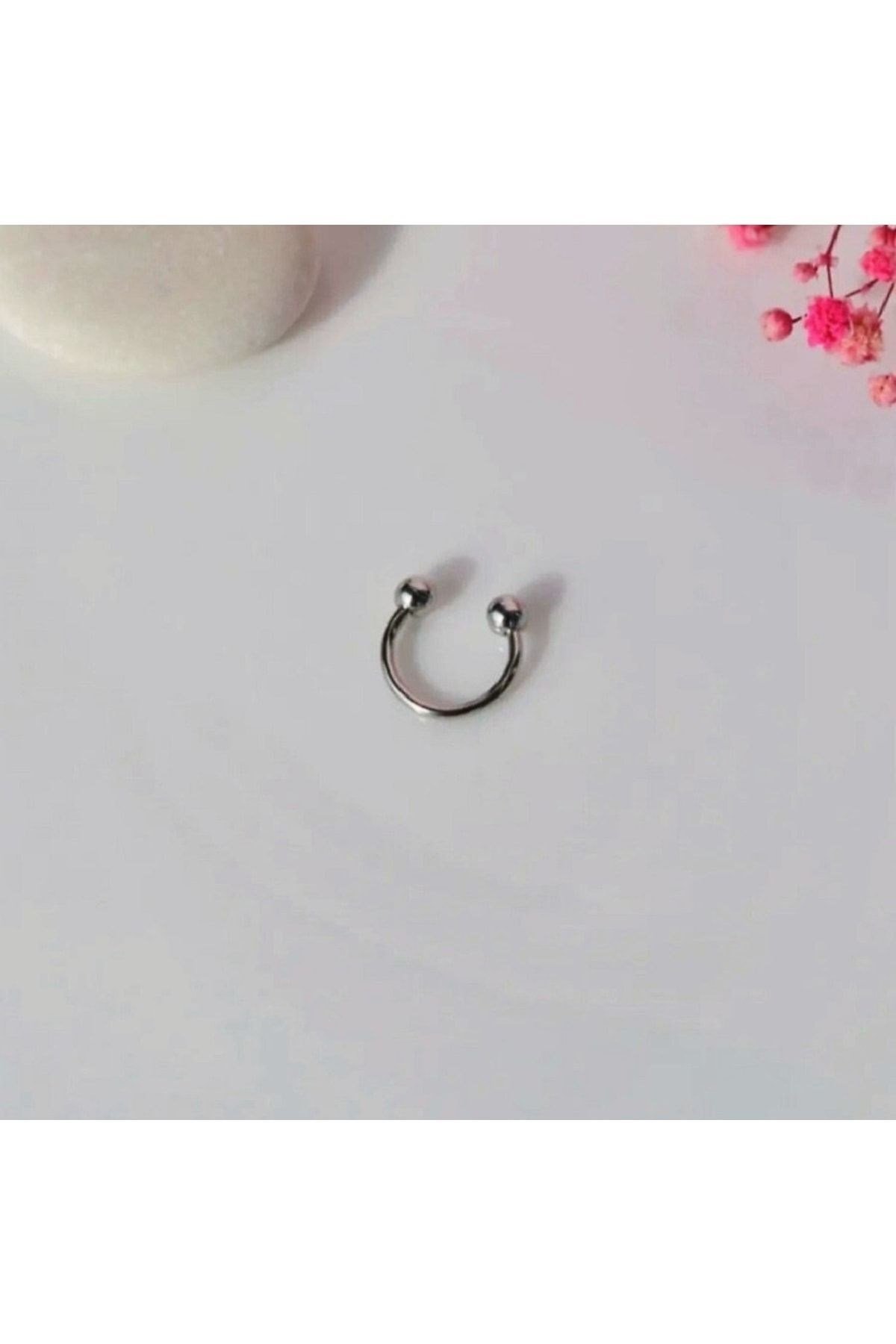8 Mm Düz Çelik Tragus Helix Piercing Rook Daith Silver Renk Ucu Toplu
