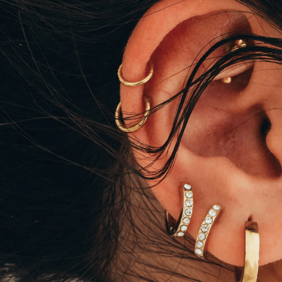 8 mm Gold Cerrahi Çelik Düz Halka Tragus Piercing Helix Kıkırdak Rook Daith Dudak Burun