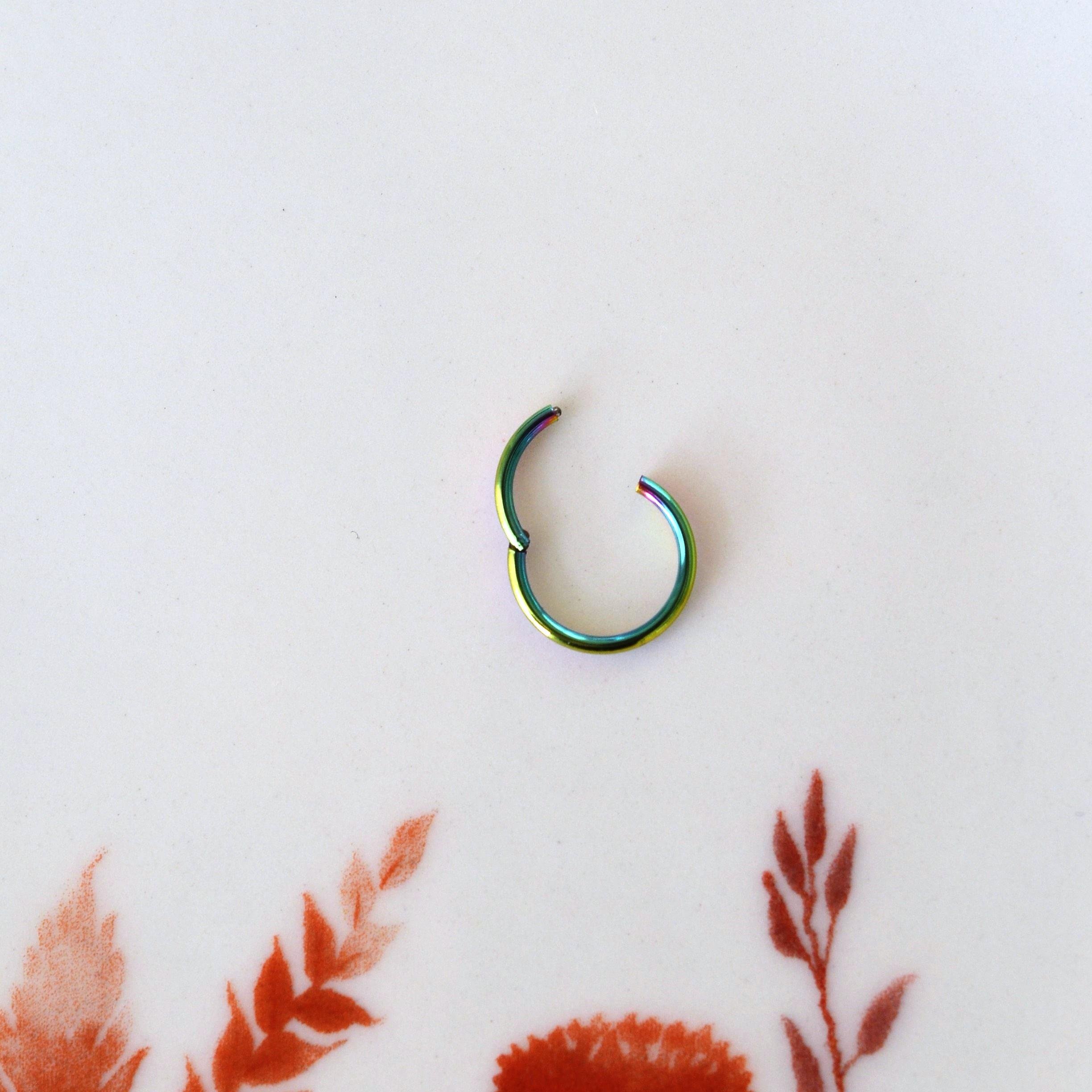 8 mm Hologram Cerrahi Çelik Düz Halka Tragus Piercing Helix Kıkırdak Rook Daith