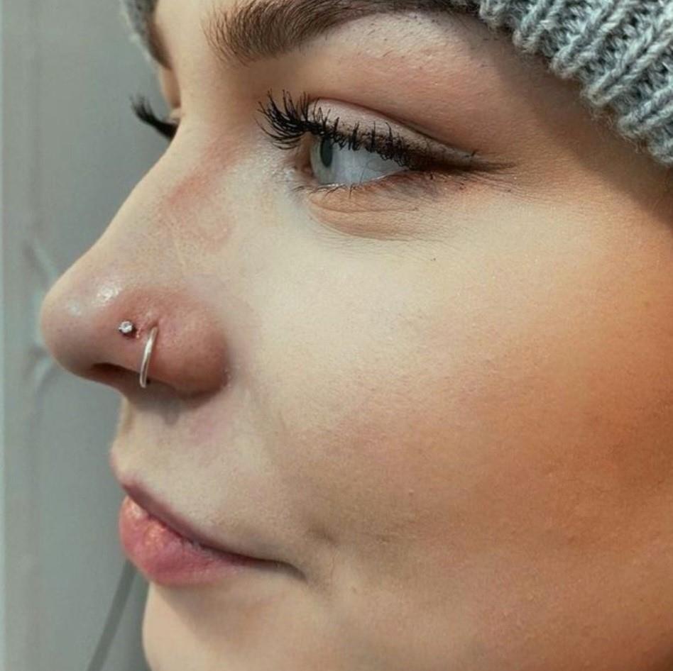 8 mm Silver Cerrahi Çelik Düz Halka Tragus Piercing Helix Kıkırdak Rook Daith