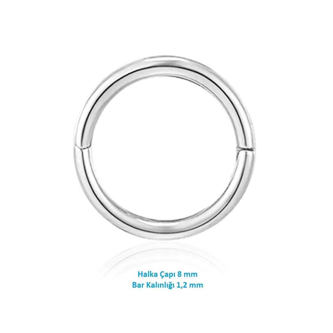 8 mm Silver Cerrahi Çelik Düz Halka Tragus Piercing Helix Kıkırdak Rook Daith