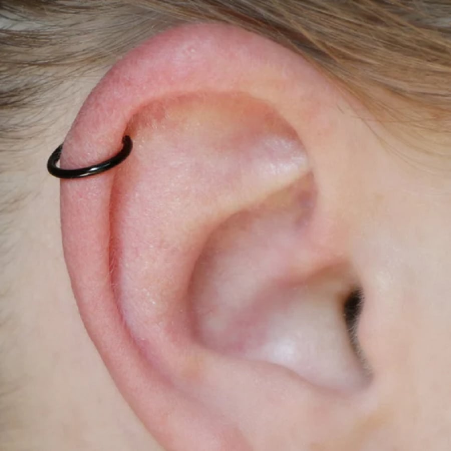 8 mm Siyah Cerrahi Çelik Düz Halka Tragus Piercing Helix Kıkırdak Rook Daith