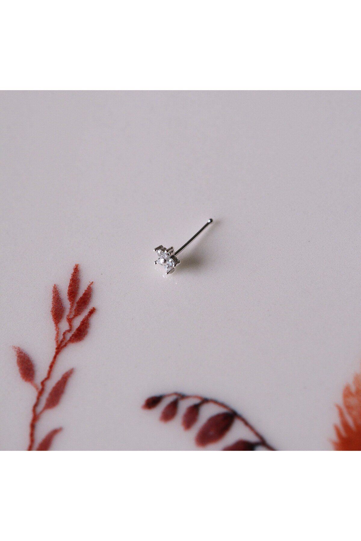 925 Ayar Gümüş Çiçek Hızma Burun Piercing