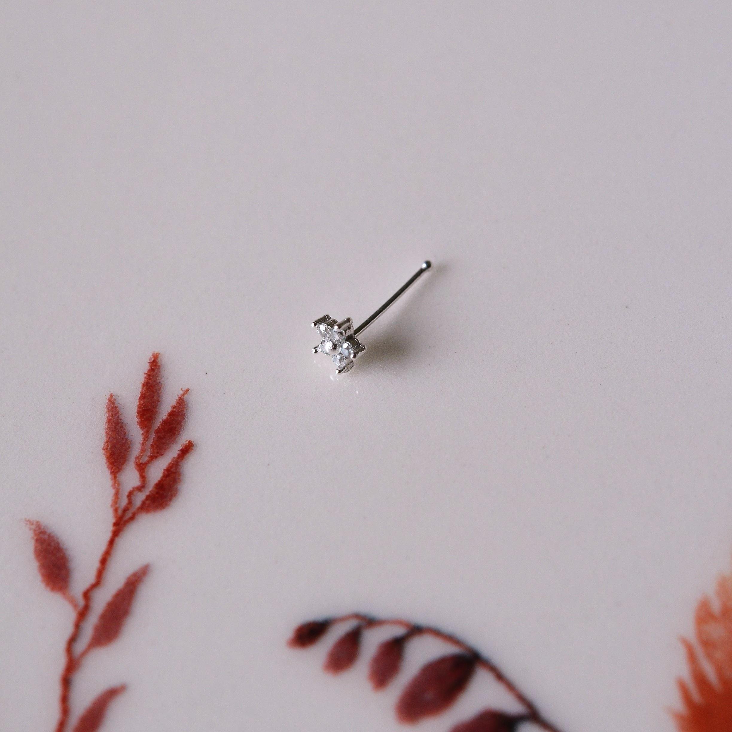 925 Ayar Gümüş Çiçek Hızma Burun Piercing