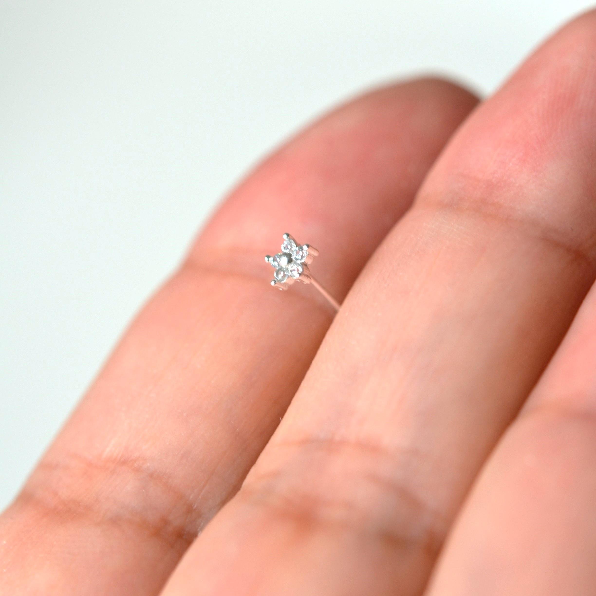 925 Ayar Gümüş Çiçek Hızma Burun Piercing