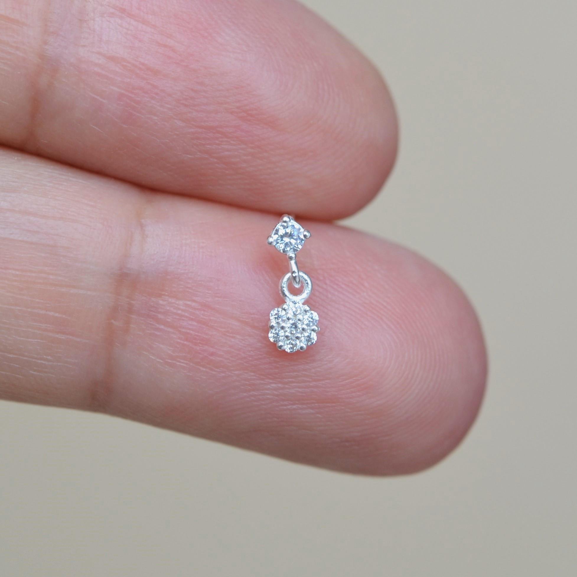 925 Ayar Gümüş Çiçek Sallantılı Burun Hızma Piercing