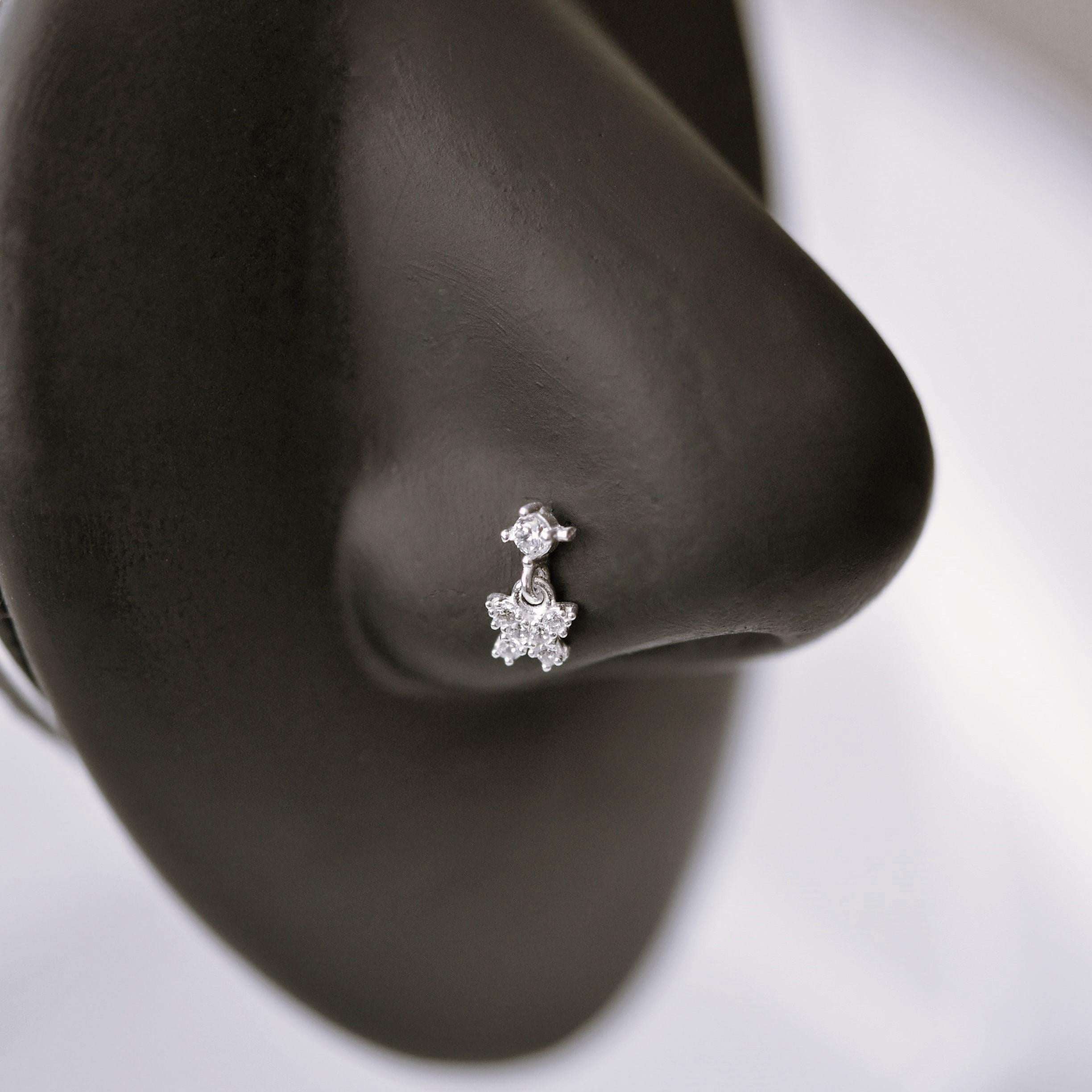 925 Ayar Gümüş Kelebek Sallantılı Hızma Kelebekli Burun Hızma Piercing
