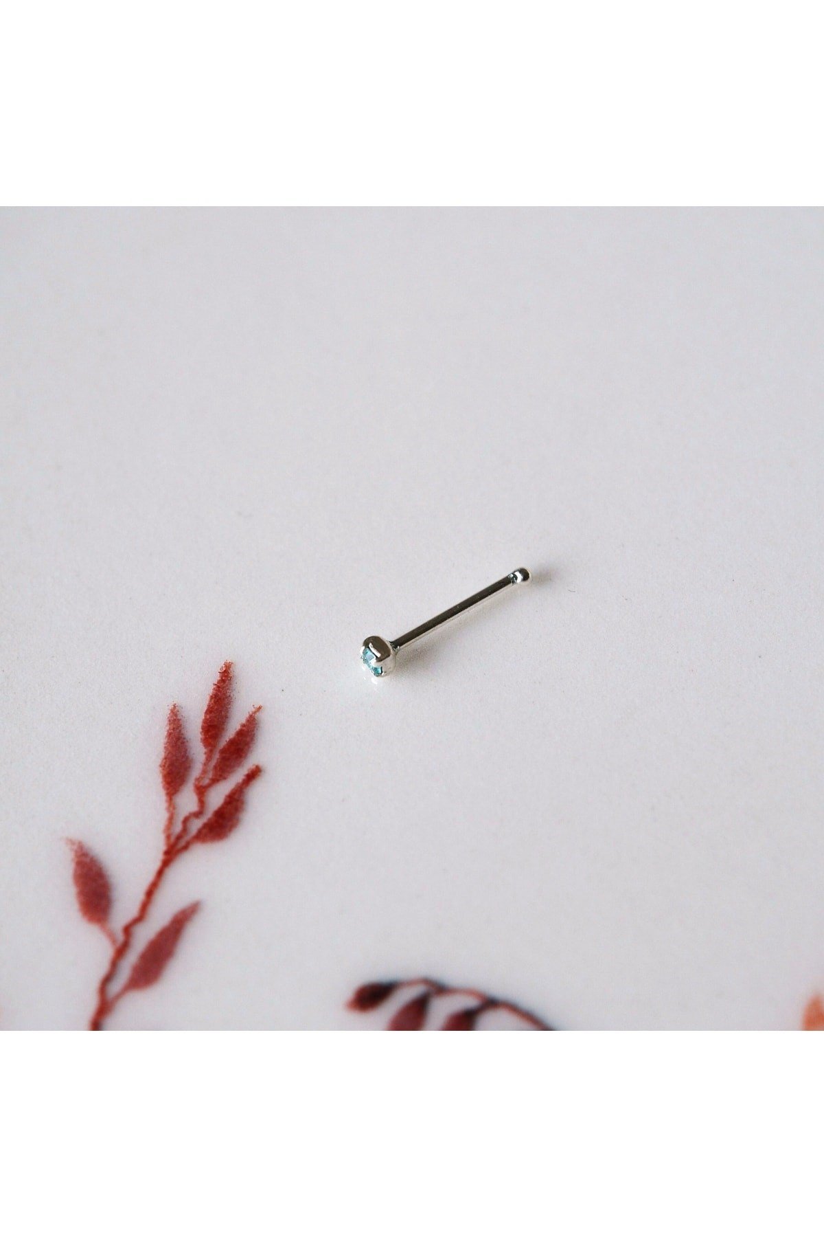 925 Ayar Gümüş Mavi Taşlı Hızma Burun Piercing