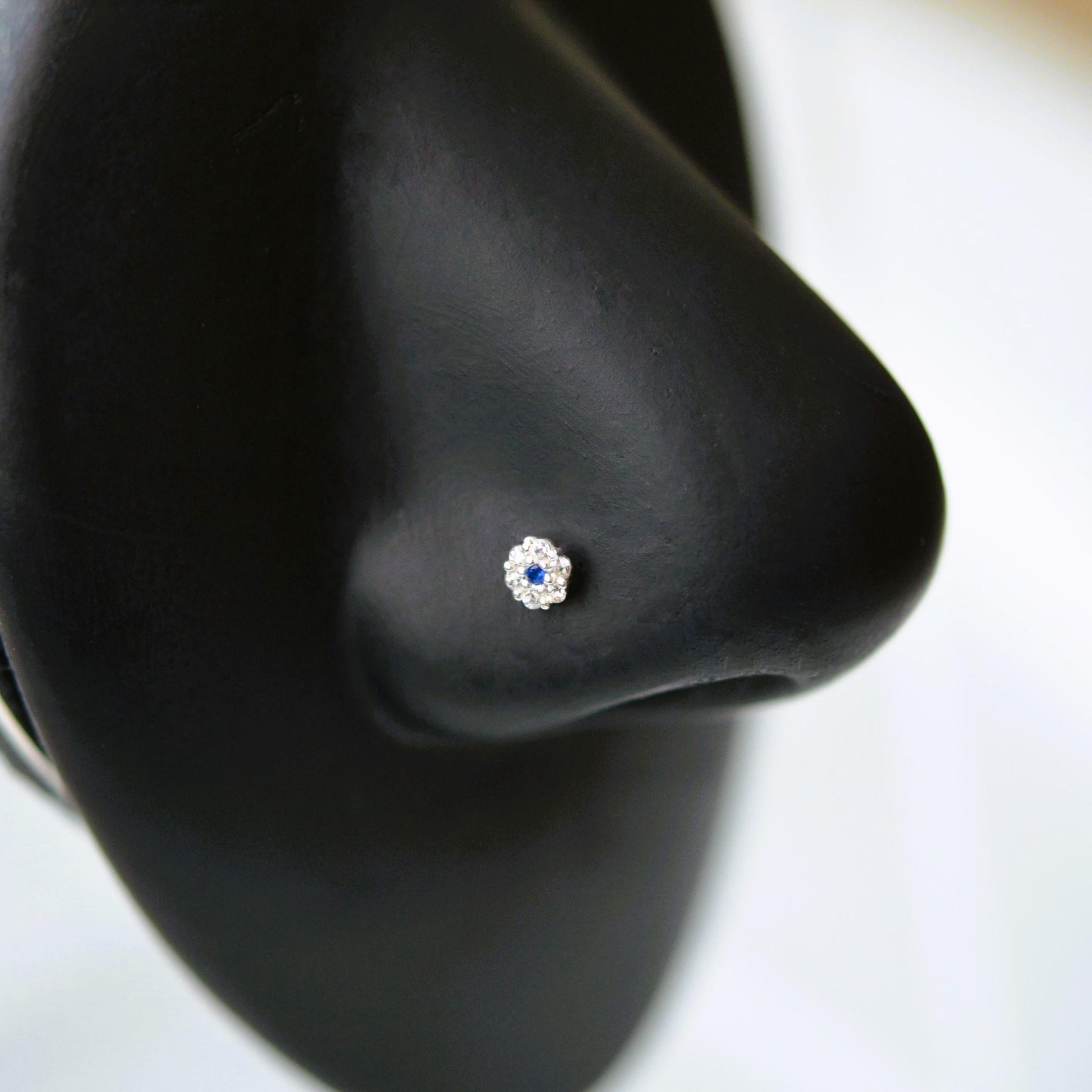 925 Ayar Gümüş Mini Nazar Çiçek Hızma Nazarlı Burun Piercing