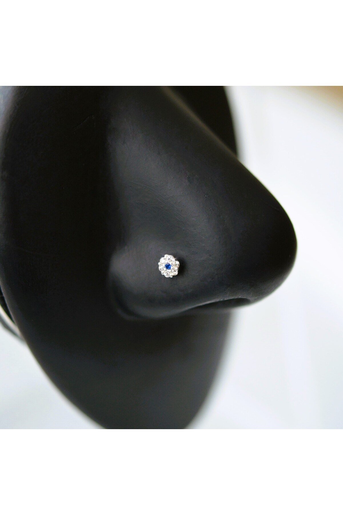 925 Ayar Gümüş Mini Nazar Çiçek Hızma Nazarlı Burun Piercing