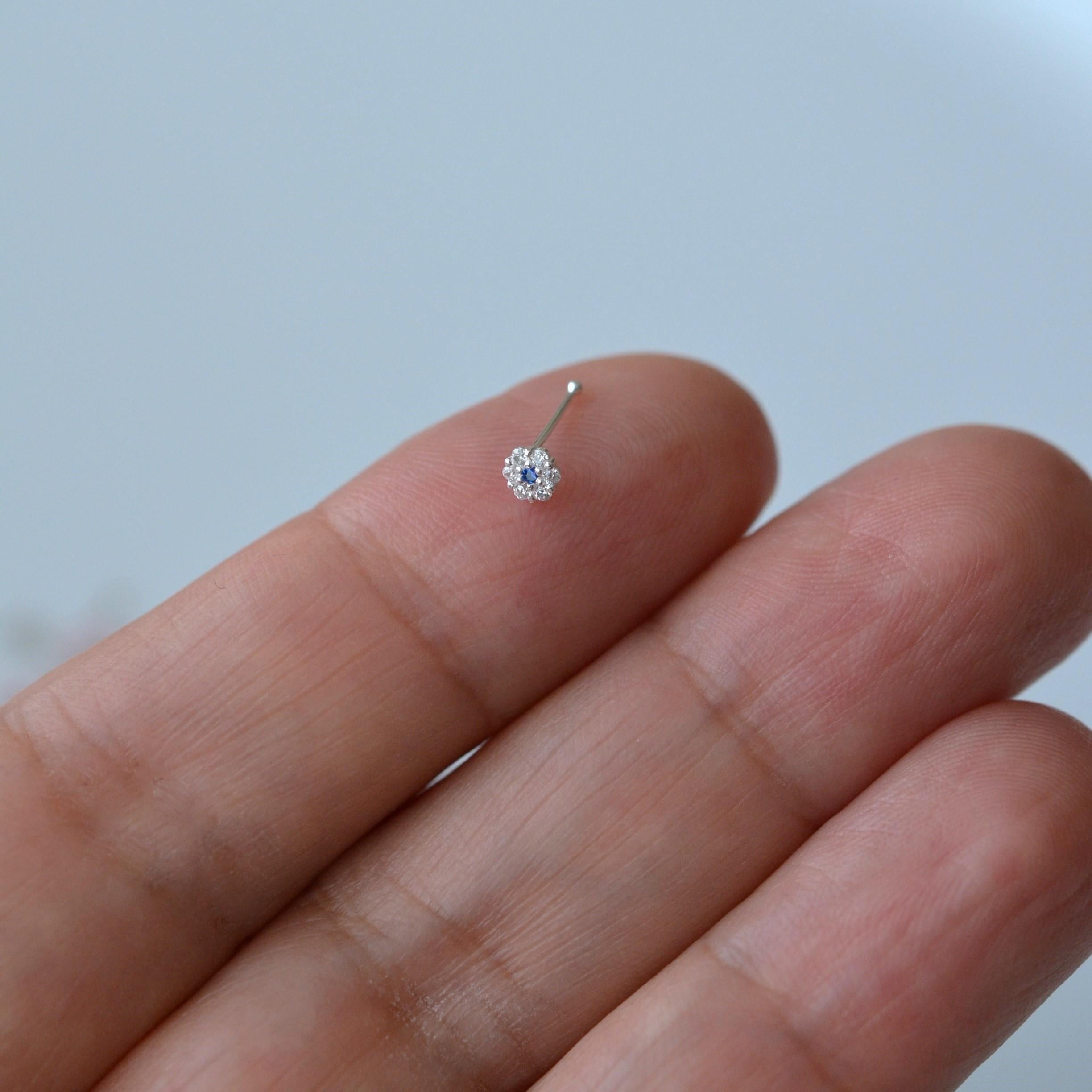 925 Ayar Gümüş Mini Nazar Çiçek Hızma Nazarlı Burun Piercing